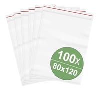 Sachets à fermeture par pression sans bande d'étiquetage (l x H) 80 mm x 120 mm en polyéthylène transparent