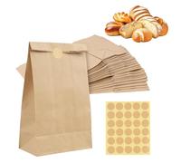 Sachets Bloc Kraft Brun avec Fond Plat -30 Pièces de Pochettes Alimentaires avec Clip pour Thé, Café, Herbes, Biscuits et Friandises - Idéales pour Emballages Cadeaux Personnalisés