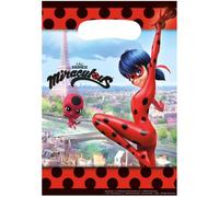 Sachets Cadeaux - AMSCAN - Miraculous - Lot de 8 - 16x23 cm - Rouge - Enfant Fille