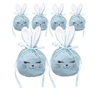 Sachets cadeaux de Pâques | 6 pièces 120 x 100 mm Velours amusant avec cordon - Sacs de rangement pour Pâques et fêtes - pour anniversaire, filles, maison, école, collations, bonbons, bijoux