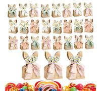 Sachets Cadeaux Lapin de Pâques | 24 Pochettes Surprise | Sachets Friandises Oreilles Lapin Rustiques Lot | Fleurs Séchées pour Chasse aux Œufs Anniversaire Jardin Maison Salle de Séjour