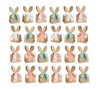 Sachets Cadeaux Lapin de Pâques | Style Boho, Nœud, Fleurs Séchées | Sachets Lapin en Papier - Boîtes Cadeaux Pochettes Goodie Pâques Anniversaire Printemps Chasse aux Œufs Maison École Salon