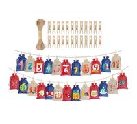 Sachets Calendrier de l'Avent - Compte à rebours de Noël réutilisables 24 jours | Sacs vides avec cordon et chiffres, pour adultes, famille, amis, bonbons, chocolat, collations, jouets, mariage