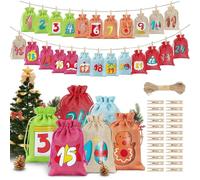 Sachets de calendrier de l'Avent | Réutilisable à remplir 24 jours - Pochette de remplissage de bonbons avec chiffres - Pour mariage, vacances, anniversaire, enfants, adultes, famille, amis, bonbons