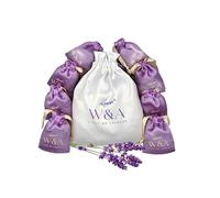 Sachets de Lavande Parfumés en Satin (8 Sachets) pour Armoire | Anti-Mites Naturel | | Derniere Récolte | Coffret Cadeau + Pochette Réutilisable | 120g de Fleurs de Lavande Française de Provence