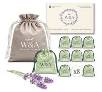Sachets de Lavande Parfumés en Satin (8 Sachets) pour Armoire | Anti-Mites Naturel | | Derniere Récolte | Coffret Cadeau | Lavande Francaise (Vert Sauge)