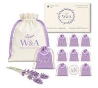 Sachets de Lavande Premium en Satin (8 pcs) | Lavande Naturelle de Provence | Anti-Mites & Désodorisant d’Armoire | Coffret Cadeau Élégant avec Pochette Réutilisable - 120g (Violet & Blanc)