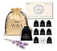 Sachets de Lavande Premium en Satin (8 pcs) | Lavande Naturelle de Provence | Anti-Mites & Désodorisant d’Armoire | Coffret Cadeau Élégant avec Pochette Réutilisable - 120g (Noir&Or)