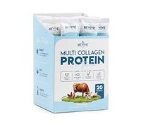 Sachets de protéines multicollagènes en poudre - non aromatisées - 5 types de peptides de collagène d'origine alimentaire - Bovin nourri à l'herbe hydrolysée, poisson de mer sauvage (10g, 20 paquets)