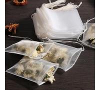 Sachets de thé en Nylon transparents, vides, jetables, avec ficelle, filtre scellé, pour thé en vrac aux herbes et épices
