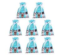 Sachets de vitesses de vacances - Ensemble de sacs-cadeaux de Noël, collection réutilisable de 8 pièces à cordon | Emballage saisonnier avec des impressions joyeuses, décoration de fête pour