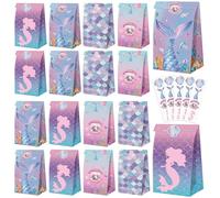 Sachets en forme de sirène pour les cadeaux et décorations sur le thème des sirènes, autocollants pour sacs cadeaux en papier