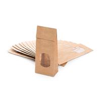 Sachets kraft avec fenêtre transparente, 100 pièces: petit sac papier cadeau fond plat, sachet alimentaire pour bonbons, thé épices, pochette emballage mariage & baptême, 7 x 4 x 20,5 cm