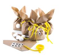 Sachets lapin de Pâques à remplir, lot de 5: sacs Pâques papier kraft jaune, pochette cadeau DIY, sachet chocolat enfant, emballage œufs, bricolage festif, 19,5 x 29 x 7,5 cm