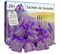Sachets Parfumés Lavande : 20 Lavande Vraie Séchée - Protection Contre Les Mites pour Armoire, Linge et Placard - Sac de Lavandula Sechee Naturellement pour la Maison ou la Voiture - Inovida