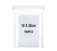 Sachets Plastique Transparents Refermables, Sac Scellé, Sac de Rangement, Sac de à Fermeture, S'appliquent aux Cuisine, Fournitures de Bureau, Rangement de Papeterie etc. 18x26cm 100pièce
