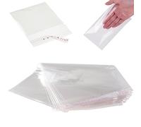 Sachets plats transparents auto-adhésifs en plastique transparent - Pour ranger de petits objets (100, 14 x 24 cm)