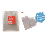 Apli 16220 Sachet transparent avec fermeture autocollante, 80 x 120 mm x 16220