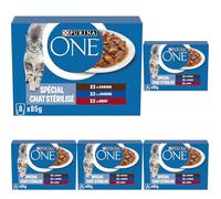 Sachets PURINA ONE Spécial Chat Stérilisé - Effilés en Sauce Sardine, Canard, Bœuf 8x85g. (Lot de 5)