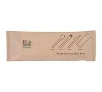 Sachets Repas Couverts en Bois avec Serviettes Compostable x 250 Fiesta 1 G