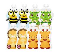Sachets réutilisables pour bébés aliments à tout le basquette pour bébé rangement alimentaire Rechargeable Sac 8pcs Couleur aléatoire, sachets alimentaires réutilisables pour les tout-petits
