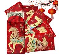 Sachets rouges pour le Nouvel An Chinois | 6 Pièces en relief - Enveloppes Rouge pour Argent du Nouvel An - Pour Adultes Amis Voisins Maison Communauté Business Fête