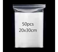 Sachets Zip Refermables 20 * 30cm 50 Sachets Plastique Transparents Refermables Sachet Zippé Pochette Emballage Alimentaire, S'appliquent aux Noix, grains de café, feuilles de thé, épices