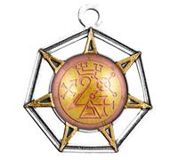 Sachiel Ange de Jupiter - Collier avec pendentif magique médiéval pour succès avec argent et cercles sociaux
