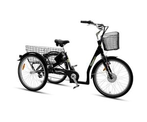 SachsenRAD Vélo Cargo électrique T3A Trio avec système d'alarme, vélo électrique 250 W avec écran LCD et éclairage LED homologué StVZO pour Le Transport des Enfants, Cellule LG Durable, Noir