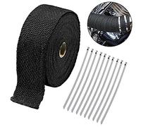 SacJkt Bande de protection thermique déchappement, Ruban échappement noir avec 12 attaches de câble, Ruban isolant thermique tuyeau collecteur echappement pour moto voiture (5cm x 5m)