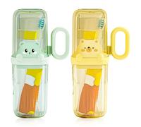 SacJkt Kit Brosse a Dent Voyage, Etui Brosse a Dent avec Poignée Amovible, 2 Pièces Boite Brosse a Dent Voyagepour pour Salle de Bain, Salle de Sport, Voyage, Camp (Jaune + Vert)