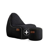 SACKit - Cobana Junior Lounge Chair - Black Indoor/Outdoor Bean Bag with Stool for Children's Room Or Gaming in Teenager's Room