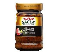 Sacla Pastugo Olive et Tomate 190g - Délicieuse Sauce à Tomate Cuisinée aux Olives - Idéale pour Sublimer vos Pâtes! - Le Lot De 4