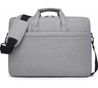 Sacoche à bandoulière pour ordinateur portable, compatible avec les ordinateurs portables de 15 pouces de grande capacité, sac de transport avec sangle et poignée, serviette d'affaires,Gris clair