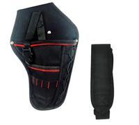 Sacoche à Outils Noir, pour Perceuse Électrique au Lithium | Oxford Cloth Résistant, Sangle de Maintien Sécurisée, pour hocs et Forets, Maison Chantier