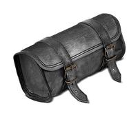 Sacoche à Outils Ronde Cuir pour Moto Custom Retro Scrambler LR3 Noir