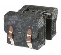 Sacoche arriere velo double basil boheme 35l noir-creme sur porte bagage (37x15x37cm) - compatible systeme mik n/a