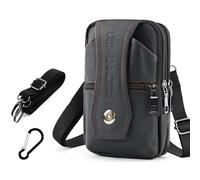 Sacoche Bandoulière Ceinture Homme en Cuir pour Téléphone - Mini Sac Bag Portable pour Voyage à Pochettes Petit Pochette Banane en Téléphone Poche Holster Molle Portefeuille