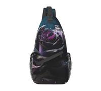 Sacoche Bandoulière, Imprimé Rose Pourpre Sac D'Epaule Mode Sac Bandouliere Homme Antivol Sling Bag pour Voyage École Cyclisme