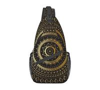 Sacoche Bandoulière Mandala Noir Or Sling Sac De Poitrine Casual Sac À Dos Bandoulière Polyester Sac Cyclisme pour Vélo, Courir, Homme