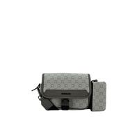 Sacoche bandoulière - Mini-sacoche Chabrand 890 - Gris - Toile enduite siglée & cuir - 20x11x6 cm