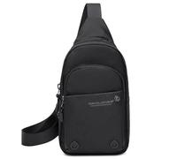 David Jones - Sacoche Bandoulière Porté Travers Homme - Sac Poitrine Porte Epaule Croisé en Nylon Unisexe - Besace Travail Voyage Sport - Noir