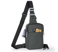 Sacoche Bandoulière pour homme et femme,Sac Poitrine Poche Résistant à l'eau avec poche zippée bloquante RFID, Petit Sac Banane Bandouliere pour les épaules gauche et droite,Gris