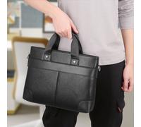 Sacoche bandoulière pour ordinateur portable 15,6 pouces en PU, imperméable, idéale pour le travail et les études, noir et marron, 35 x 26 x 7