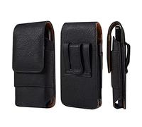 Sacoche Ceinture Cuir pour Téléphone Portable, Etui de Ceinture pour Smartphone Noir, Petite Vertical Ceinture Clip Sacoche Universel Cuir Sac Banane Housse de Transport Voyage Poche avec Porte-Cartes