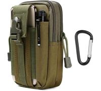 Sacoche Ceinture Tactique Nylon Vert Armée - Multifonctionnelle Souple EDC avec Mousqueton - Pour Téléphone Randonnée et Cyclisme