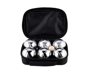 Sacoche de 6 boules de petanques chromees - jeu d'adresse - plein air