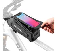 Sacoche De Cadre Vélo Pour Téléphone Sous 6.7 Pouces, Support Téléphone Vélo Pochette, Sacoche Vtt Pour Smartphone Étanche Portable 2 Zipper 1.7l, Noir