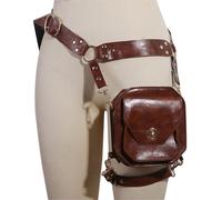 Sacoche de Cuisse - 15x16x6.5cm Cuir PU, Pochette Jambe Moto Steampunk, Holster Hanche Compartimenté pour Gym Voyage Randonnée Travail Équitation Athlétique Ceinture Tactique Noir