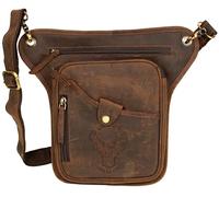 Sacoche de jambe de motard avec motif aigle gravé Ride to LIVE, marron, Mittelgroße